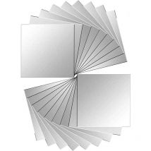 Soniatkia - 18 pieces mirror tile stickers mirror wall stickers for wall decoration silver 15 x 15 cm