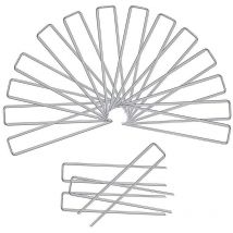 18 Piquets de Fixation pour Jardin, Pelouse Agrafes en Forme de u pour Bache Anti-Mauvaises Herbes, Galvanisés à Chaud (3x150x25mm)