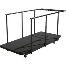 18 schwarze Klapptische von 180 cm und Transportwagen Schwarz