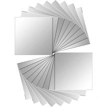 Soniatkia - 18 Stück Spiegelfliesen Aufkleber Spiegel Wandspiegelaufkleber für Wanddekoration Silber 15 x 15 cm
