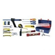 Outifrance Werkzeugkasten 18-teilig – 400 x 206 x 180 mm – inkl. Hammer, Zange, Säge, Cuttermesser, Schraubendreher, Wasserwaage