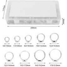 L&h-cfcahl - 180 pcs oreille colliers de serrage en acier inoxydable gamme de colliers de serrage ensemble l&h
