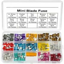 180 pcs Mini Lame Fuse Set Assortiment Voiture Fusibles 2A 3A 5A 7.5A 10A 15A 20A 25A 30A 35A 40A pour Auto Camion De Voiture avec 1 Lame Fusible