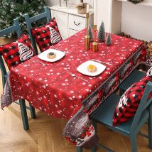 Cyslmuk - 180 x 150 cm Nappes de Noël Rectangulaire Couverture de de Table à Manger Noel Rouge, Grands Chemins de Table de Dîner de Noël Lavables