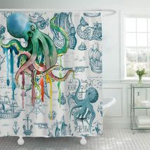 180 X 180 Cm Großer Duschvorhang Mit Schildkrötenmuster, Blau-grüner, Wasserdichter Duschvorhang Mit Ozeanmotiv, Geeignet Für Das Badezimmer, 