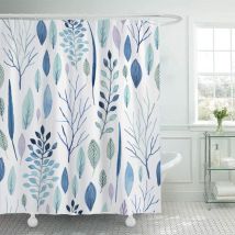 180 X 200 Cm Duschvorhang Mit Grünem Blumenmuster, Wasserdichter Duschvorhang Mit Aufdruck, Inklusive 12 Haken, Badezimmeraccessoire.