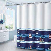 Linghhang - 180 x 200cm Rideau de Douche avec 12 Crochets Séchage Rapide(Bateau), Tissu Polyester Imperméable Lavable en Machine, Rideaux Salle de