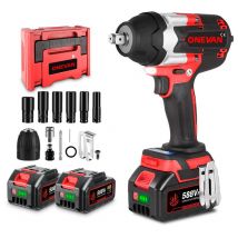 1800N.M Avvitatore elettrico senza spazzole Avvitatore a batteria da 1/2 pollici Strumento di potere con 2 batterie +12 accessorio