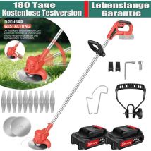 1800W Akku Rasentrimmer Freischneider Trimmer mit 21V 1.5Ah Akkus und Ladegerät