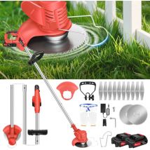 1800W Akku Rasentrimmer Grasschneider Freischneider Motorsense Rasenmäher + 2 Akku