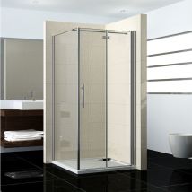 180°Falttür:80x197cm+Seitenwand:80x195cm Nano+ESG Glas Eckeinstieg Duschabtrennung Duschkabine Drehtür