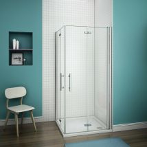 Duschparadies-de - 100x100x197cm Duschkabine Duschabtrennung Dusche Scharniertür Falttür Echtglas - Transparent