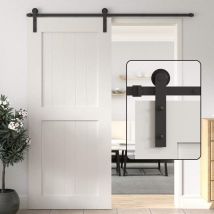 183CM 6FT Rail Porte Coulissante Kit Porte Roller Système de Black Rail Kit Portes Coulissantes, I Forme, Porte Non Incluse