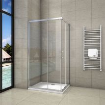 Aica Sanitaire - 900x760x1850mm Corner Entry Enclosures Cubicle Double Sliding Shower Doors Chrome Frame