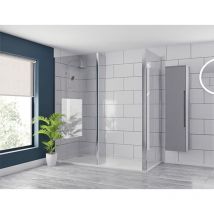 N.a. - Wholesale Domestic Pacco 8mm Clear Glass Polished Chrome 1850mm x 215mm Walk In Fixed Return Shower Screen