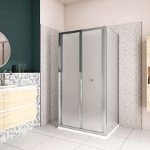 Aica Italy - 185cm Box Doccia a Tre Lati Porta a Soffietto 90cm con Doppia Parete Fissa 80x80cm in Vetro Temperato Satinato Opaco 5 mm Profilo