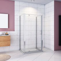 Aica Italy - 185cm Box Doccia a Tre Lati Porta Girevole Battente 86cm con Doppia Parete Fissa 80x80cm Vetro Temperato Trasparente 5 mm Profilo Cromo