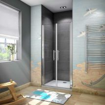 Aica Italy - 185cm Box Doccia Per Nicchia Doppia Porta Battente-Saloon In Cristallo 6mm Temperato Trasparente Anticalcare larga 100cm