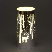 Shatchi - 18cm Christmas Decorated Vase Table Deer Scene Silver