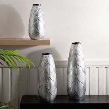 Vanity Living - Table Vase For Living Room Furniture, Luxury Resin Vase in Silver Finish