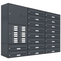 18er Briefkasten Anlage Aufputz - Wandmontage ral 7016 Anthrazit Klingel