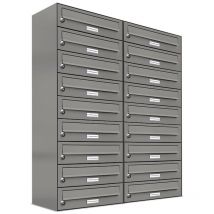 Al Briefkastensysteme - 18er Premium Briefkasten Aluminiumgrau ral Farbe 9007 für Außen Wand Postkasten 2x9