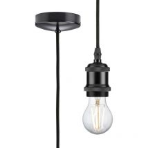1.8m E27 Vintage Pendant Set - Matt Black 230V IP20 80W