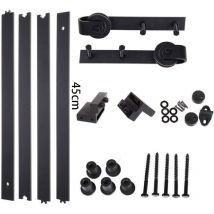 1.8M Herraje para Puerta Corredera Kit de Accesorios para Puertas Correderas Juego de Herrajes para Puertas Correderas de Acero al Carbono Negro