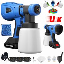 Day Plus - 18V Cordless Fence Wall Paint Sprayer Electric Airless hvlp Spray Gun Battery uk