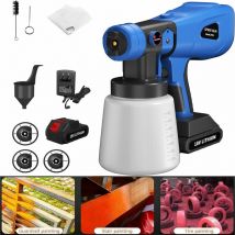 18V Cordless Handheld Paint Sprayer Battery High Power HVLP Electric Spray Gun 800ml for Home and Outdoors, Painting Car, Ceiling, Chair, Fence, Pet