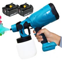 Teetok - 18V electric paint gun, spray guns and lances, electric paint gun -3 nozzles, self made, (2x5.5mAh battery) compatible with Makita battery