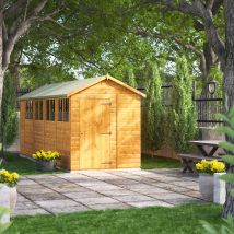 Power Sheds - 18x6 Power Apex Garden Shed - Brown