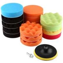 Jeffergarden Kit de tampons de polissage et de cirage en éponge de 6 pouces, 19 pièces, pour polisseuse de voiture, avec adaptateur de perceuse M14