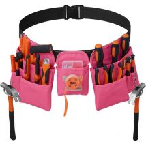 Aougo - 19 Poches Ceinture Porte Outil,Bricolage Réglable Ceinture Pratique,Sacoche Outils pour Hommes,Pink