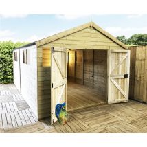 Marlborough - 19 x 11 Pressure Treated t&g Apex Wooden Workshop / Garden Shed + 8 Windows + Double Doors (19' x 11' / 19ft x 11ft) (19x11)