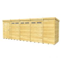 19 x 5 Feet Pent Security Shed - Single Door - Wood - L147 x W560 x H201 cm