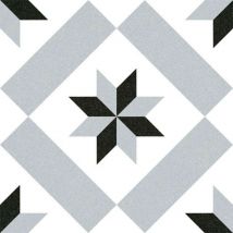 Carrelage sol / mur effet ciment motif étoile 20x20 cm 1900 calvet (vendu par boite de 1m2)