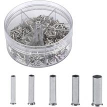 1900pcs Embouts de câbles de cosses non isolés 0,5/0,75/1,0/1,5/2,5mm² avec une boîte de stockage/rangement
