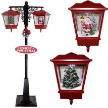 Cofi 1453 - 190cm Doppel-LED Laterne - Schwarz/Rote Laterne Indoor und Outdoor geeignet