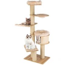 Costway - 191 cm Cat Tree Multi-Level Wooden Cat Tower Activity Center w/ Scratch Posts