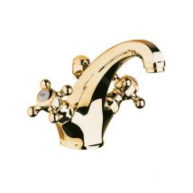 Adlon - Mélangeur de lavabo à deux croisillons, avec vidage, doré 510104520 - Kludi