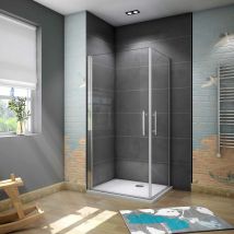 Aica Italy - 195 cm Box Doccia Angolare Doppie Porte Battenti Cristallo Temperato 6 mm Anticalcare Trasparente 76x70 cm