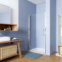 Aica Italy - 70x195cm Porta Doccia per Nicchia Apertura Battente in Vetro Temperato Satinato Opaco 6 mm Anticalcare Telaio Cromo Lucido (montaggio
