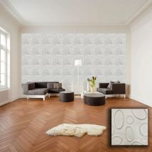 1,99 Pannello in fibra naturale a parete 3D, rivestimento di lusso 3D 50X50cm bianco verniciabile ellissi