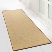 Teppich-Läufer auf Maß gekettelt Salvador natur Kettelung: Orange 80 x 200 cm