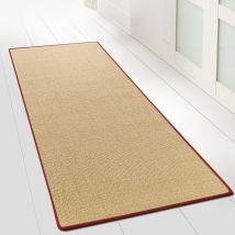 Teppich-Läufer auf Maß gekettelt Salvador natur Kettelung: Rot 66 x 500 cm