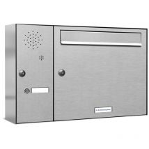 1er V2A Edelstahl Briefkastenanlage für Aufputz - Wandmontage Klingel