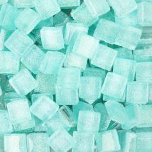 Memkey - 1kg Tesselles en Verre Carreaux de Mosaïque Verre en Carrée Morceaux Verre de Mosaïque pour Loisirs Créatifs, Décoration, 1x1cm(Bleu d'eau)