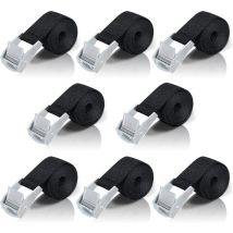 1M Sangle d'Arrimage, 8 Pièces Sangle à Cliquet avec Boucle de Serrage en Alliage de Zinc pour Fixation Moto/Voiture/Porte Vélo/Bagage