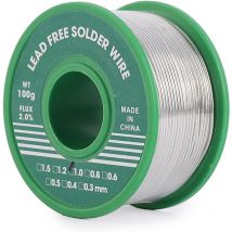1mm Fil de Soudure Sans Plomb, 100g Fil étain Soudure, Mince à Noyau de Colophane, Sn99%-Ag0.3%-Cu0.7%, Bobine d'étain à Souder Avec Flux pour